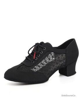 Women's Latin Dance Shoes Closed Toe Lace-up 5cm Heel Practice Salsa Tango